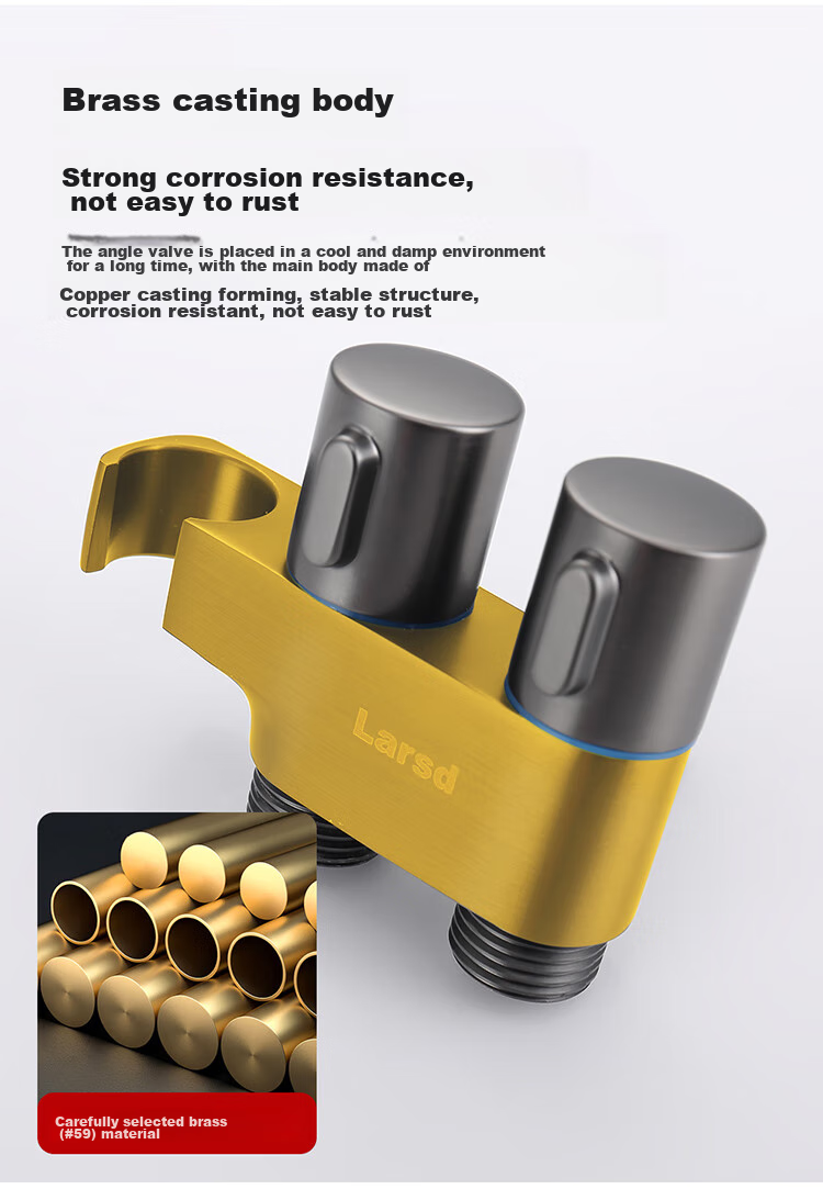 Larsd Toilet Flushing Gun, Toilet Companion, One-In Two-Out Angle Valve Set, Bathroom Pressure-Increasing Flush Nozzle LD10327H 7