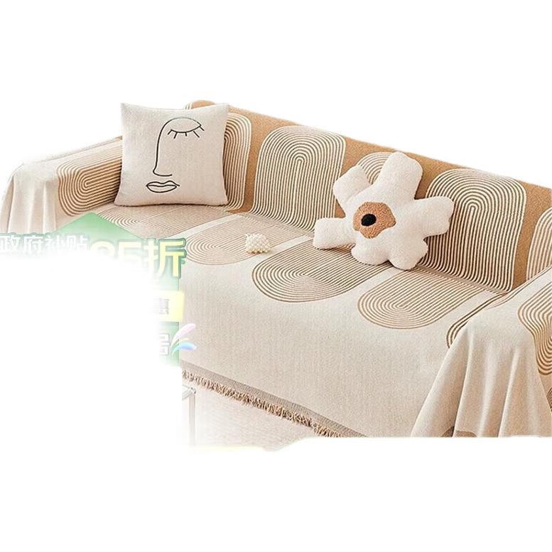 Pierre Cardin Sofa Cover, Full Coverage Sofa Throw, Anti-Scratch, Non-Slip, All-Season Use, Cotton And Linen Sofa Pad Cover, 180*130cm
