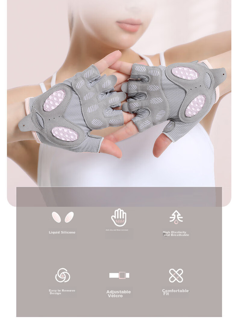 LAC Fitness Gloves for Women And Men, Breathable Non-Slip Half-Finger Dumbbell Equipment Training Sports Gloves, Pink One Pair M Size 2