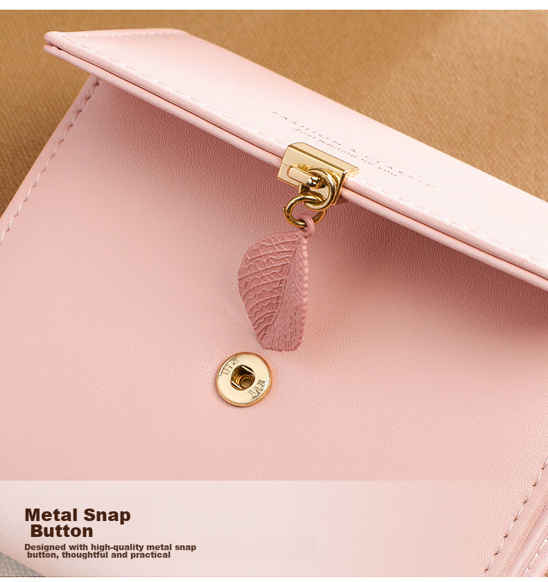 Viney Leather Women's Wallet, Short Foldable Multi-Card Holder Purse, Light Luxury Multifunctional Large Capacity Student Coin Purse 20