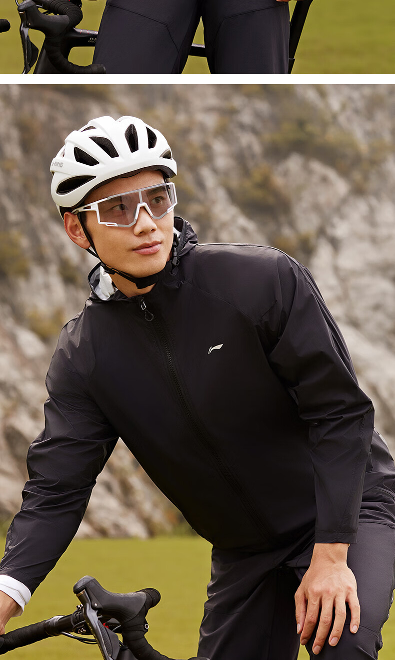 LI-NING Cycling Windbreaker Jacket Spring Warm Bicycle Road Outdoor Mountaineering Waterproof Hooded Jacket 4