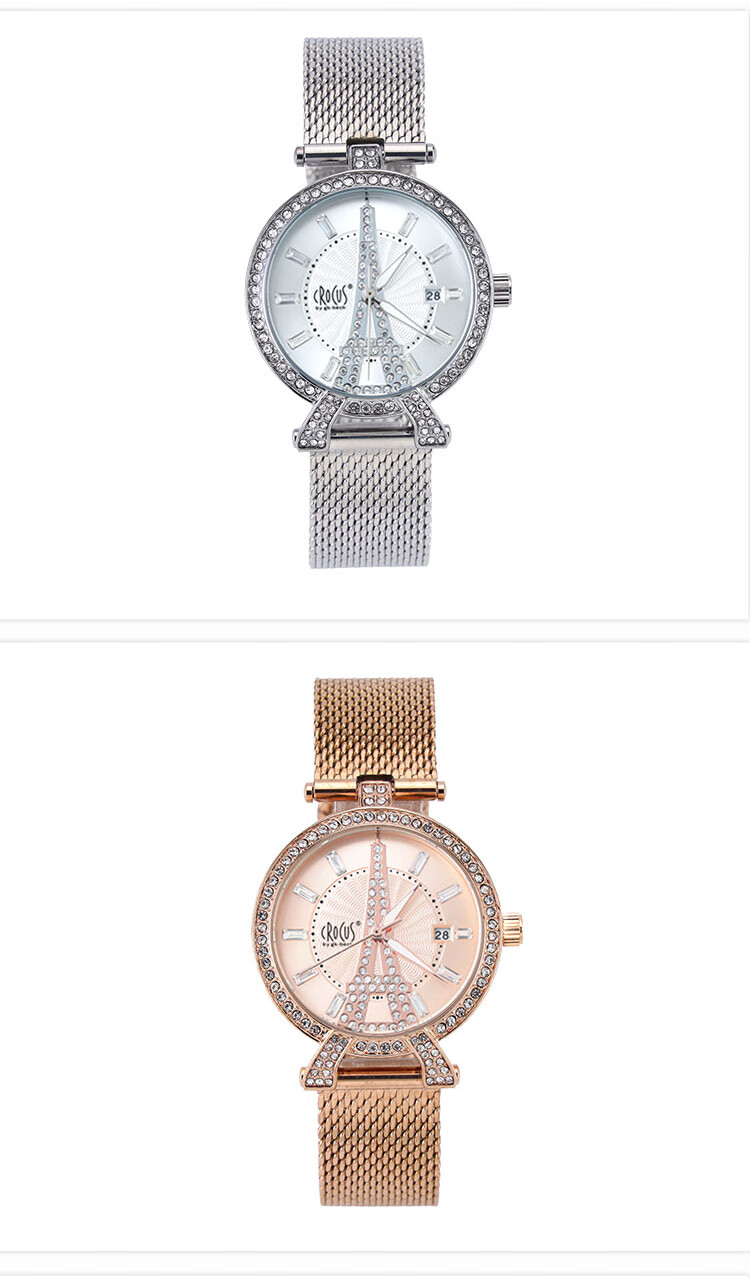 CROCUS BY GK BECK Women's Fashion Stainless Steel Luxury Quartz Watch Gift for Christmas New Year 1