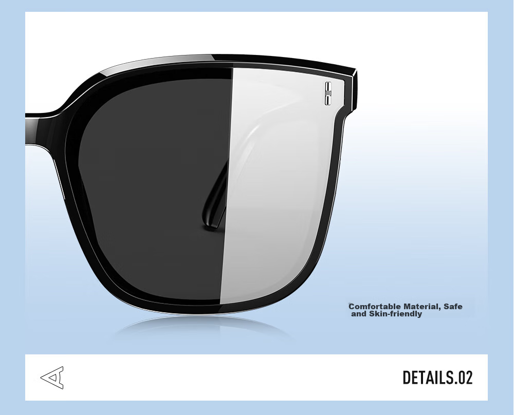 CAXMAN GM Sunglasses for Men And Women, Unisex Square Frame Large Frame Black Ultra-Nylon High Definition Anti-UV Retro Trendy Glasses 15