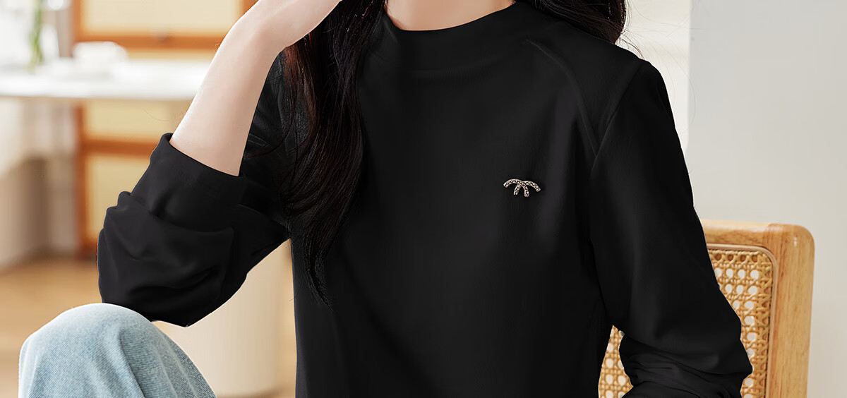 PinCai Long-Sleeve T-Shirt for Women, Autumn Fashion Inner Layer Top, Raglan Sleeve Slim-Fit Base Layer T-Shirt P143T2008 24