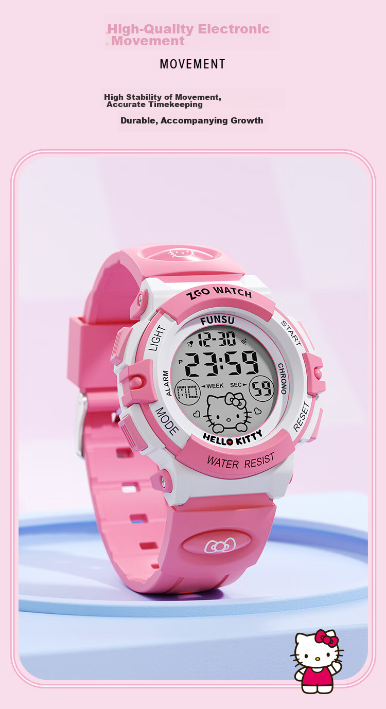 Hello Kitty Children's Watch for Ages 6-12, Time-Telling Electronic Watch for Girls, Cute Watch Specially Designed for Elementary School Students 6