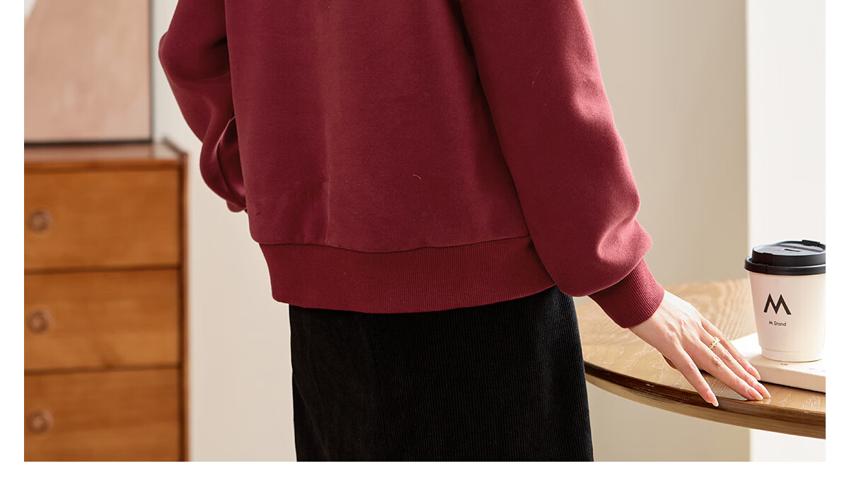 PinCai Fleece-Lined Sweatshirt for Women, Loose Drawstring Hoodie, Autumn And Winter Fleece-Lined Thickened Solid Color Jacket P144W2001 23