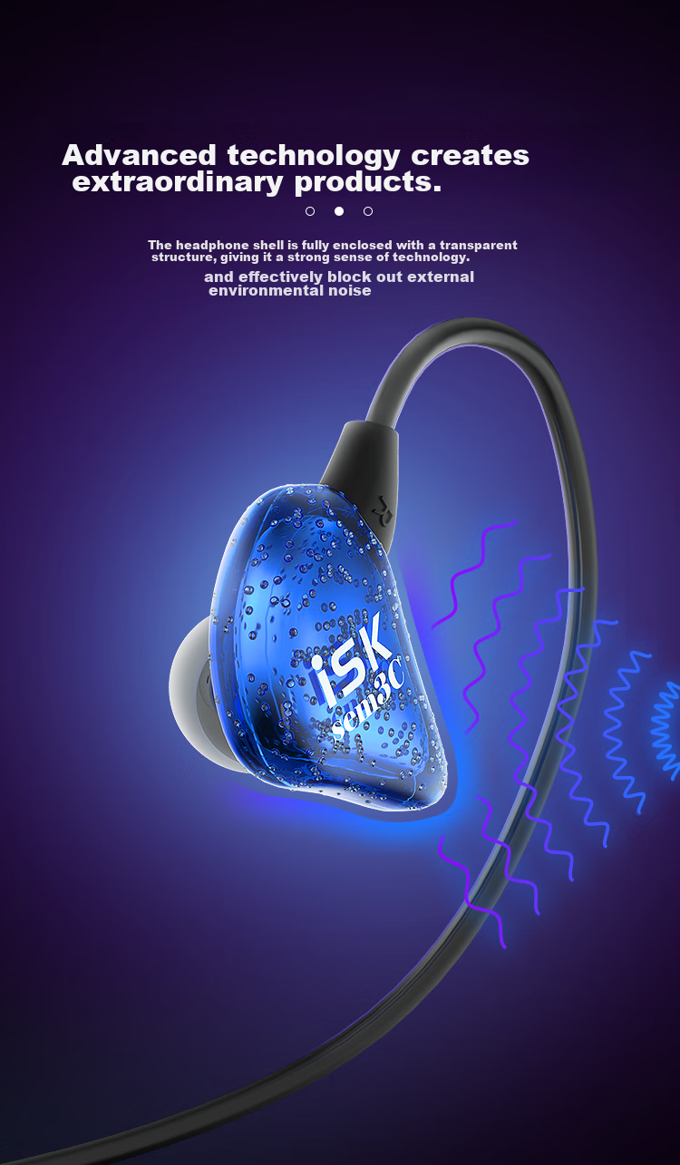 ISK SEM3C Black Professional In-Ear Monitoring Headphones for Mobile Phones, Computers, Sound Cards, Live Streaming, Singing, Recording, Stage Performance Monitoring with In-Ear Monitor Return. Detachable Ear Hooks for Comfortable Wear 3