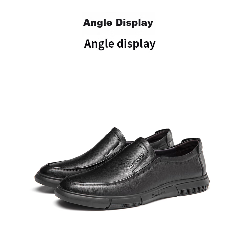 Aokang Official Spring And Autumn Popular Business Casual Leather Shoes, Comfortable Versatile Slip-On Shoes for Men, Black, Size 41 10