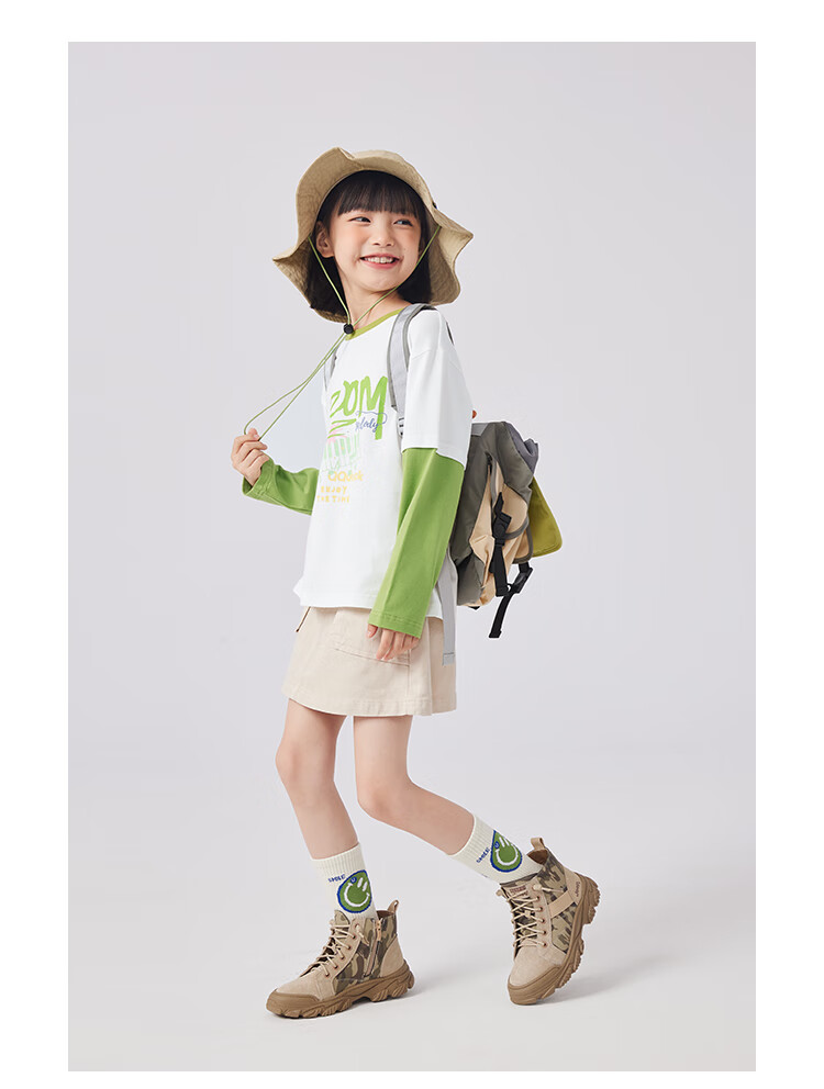 QQ DUCK Children's Clothing Girls' Long-Sleeve T-Shirt Undershirt Youth Wear Music Party White; 130 9