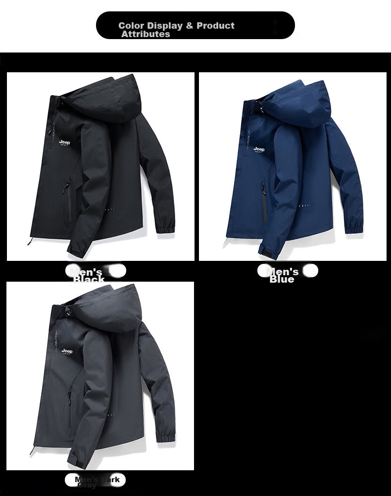 JEEP SPIRIT Men's Windbreaker Jacket for Spring, Autumn And Winter, Three-In Hooded Outdoor Mountaineering Coat, Navy Blue, Size L 5