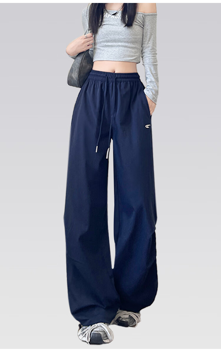 BOPRUIEY Women's Quick-Dry Work Pants 2025 New Autumn Curved Blade Pants American Casual Sports Loose Wide-Leg Pants 2