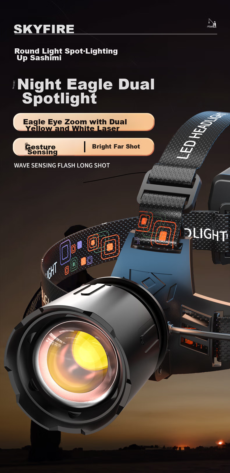 Tianhuo Rechargeable High-Brightness Headlamp Long-Lasting Waterproof Outdoor Headlight for Fishing Night Fishing Military Beachcombing 17