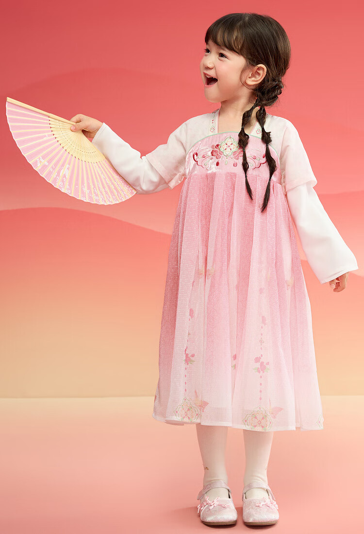 BALABALA Girls' Hanfu Dress, Children's Ruqun, Spring And Autumn Wear, Red Baby Chinese-Style Dress, New Chinese-Style Exquisite Sweet Dress 17