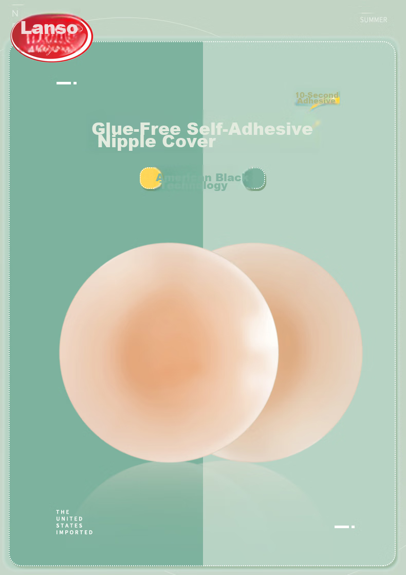 LangSha Silicone Breast Pads, Sexy Nipple Covers, Invisible Thin Breathable Bra, Ultra-Thin Anti-Exposure Camisole, Seamless Breast Stickers 1