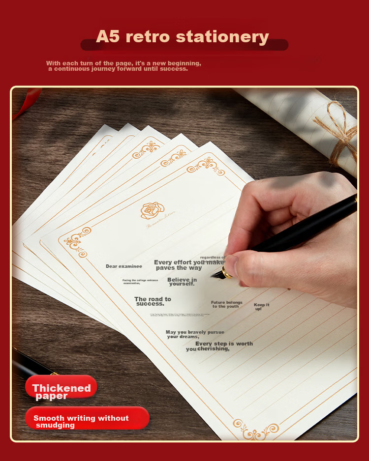 Kingdee Greeting Cards "Dream As A Horse" 18-Year Adult Graduation Envelope Set, Inspirational Middle School And College Entrance Exam Encouragement Letter Paper And Envelopes, Golden List Name 2 Envelopes 5 Letter Papers 7