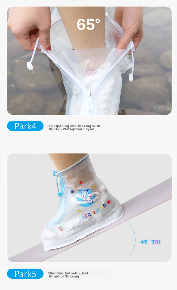 Xinqin Children's Rain Shoe Covers, Waterproof Boots for Boys And Girls, Student Rain Protection Foot Covers, Astronaut Style, XXL, Size 35-36 7