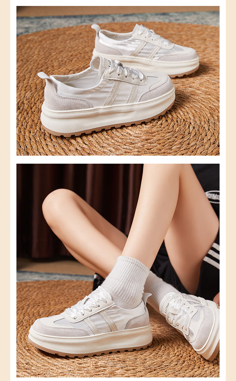 LA CHAPELLE Women's Casual Thick-Soled Sneakers Lightweight Trendy Soft Sole Shoes White 39 9