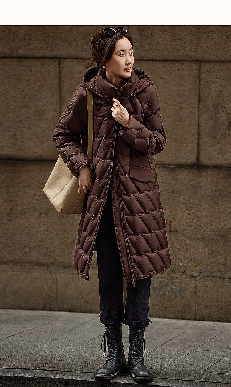 Dme [Yingfengsuixue] Winter 400T Spring Yafang Geometric Pressure-Laminated 90% Duck Down Hooded Warm down Jacket for Wome 24