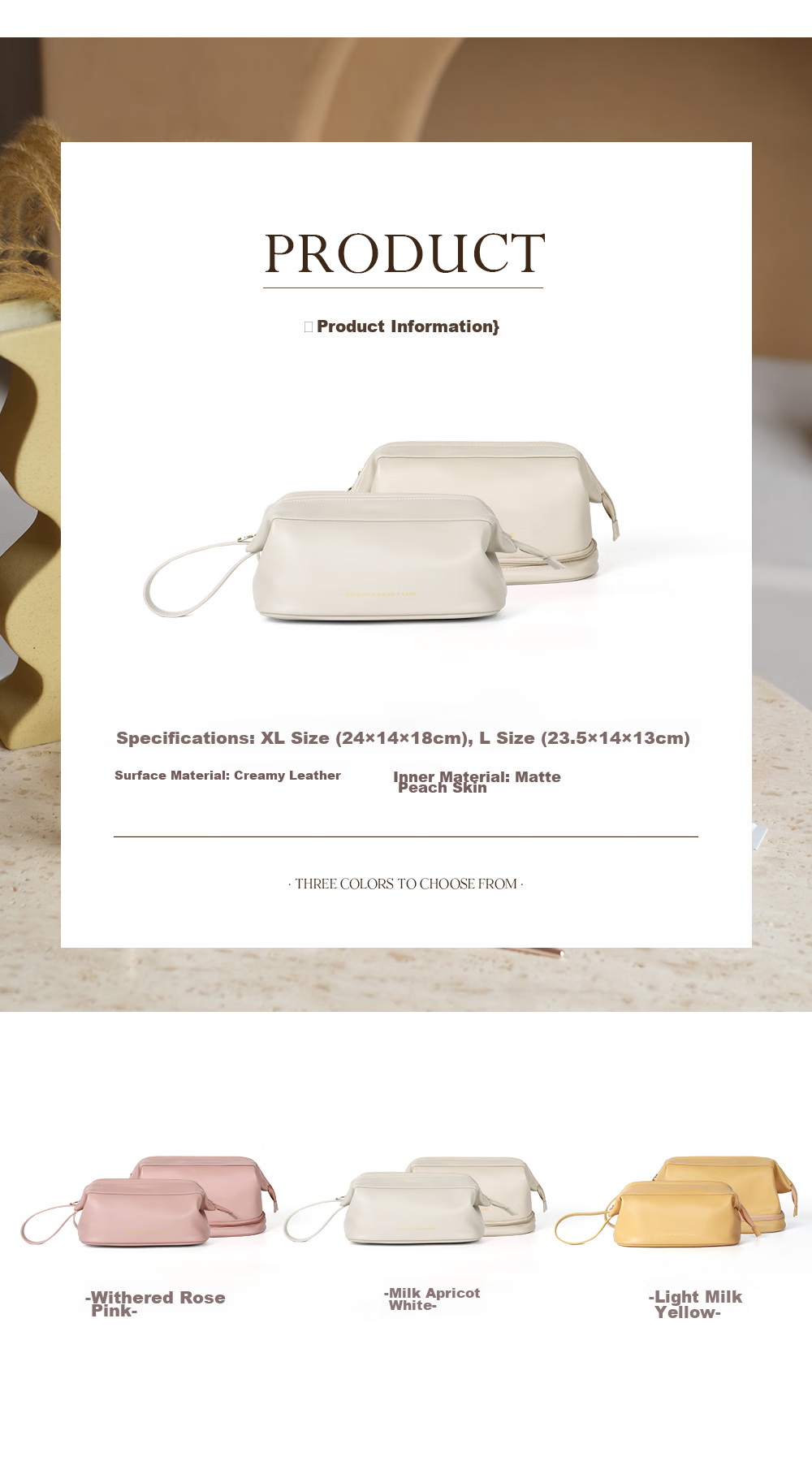 EACHY Large Capacity Portable Makeup Bag for Women, High-End Instagram Trendy Travel Toiletry Organizer Bag - Milk Apricot White XL 11