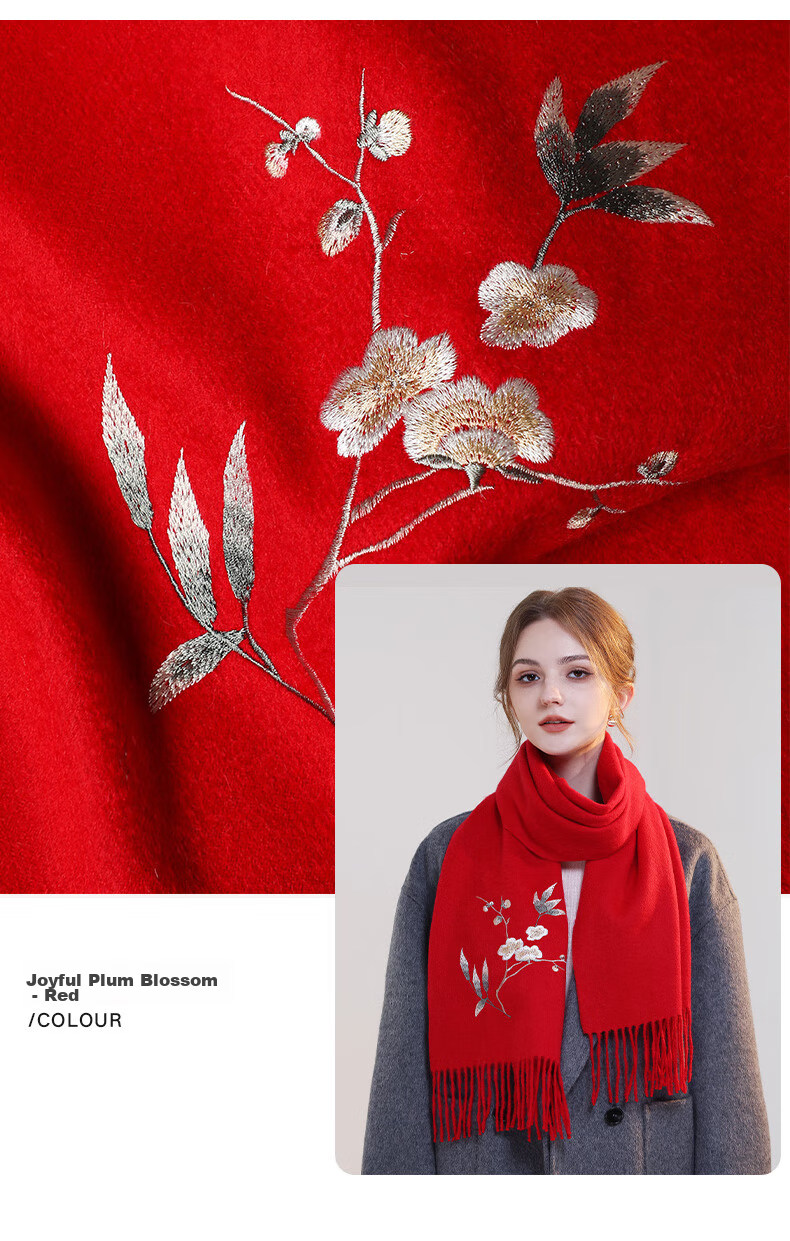 Hangsifu Pure Wool Embroidered Scarf, Neck Warmer, Outer Wrap Shawl, Autumn And Winter Warm Cloak, Birthday Gift Box for Mothers And Wome 27