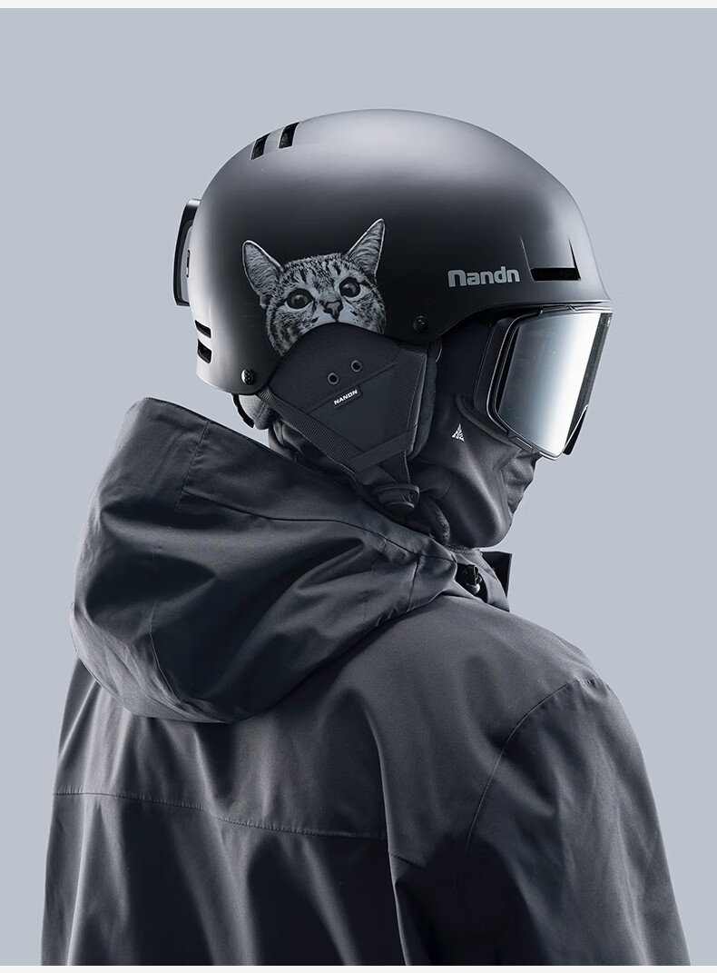 Nan En Ski Helmet Snowboard Skiing Protective Gear Anti-Collision Unisex Warm Matte Black L 2
