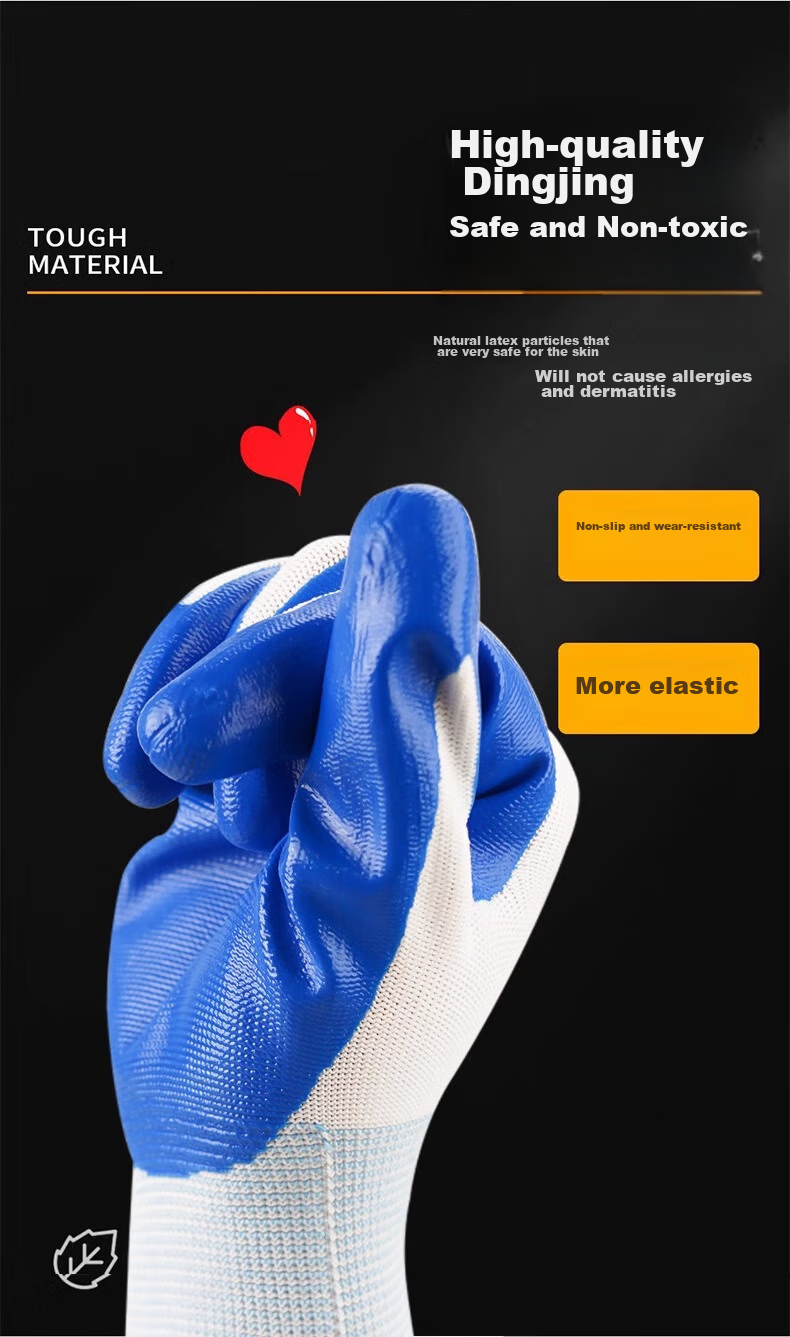 Jiansi Nitrile Rubber Work Gloves, 6 Pairs, One Size Fits All, Non-Slip, Thickened, for Construction Work, Planting, Weeding, And Gardening Protectio 7