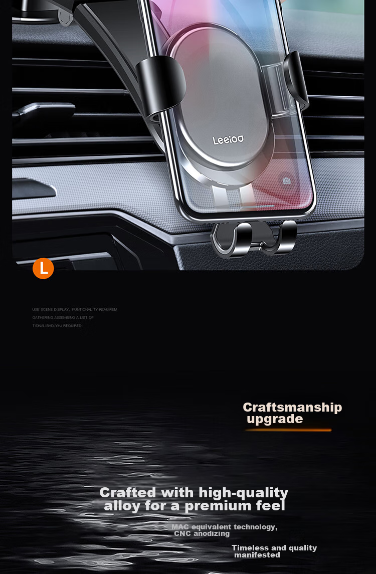 Leeioo Car Phone Holder, Universal Magnetic Gravity Sensor Suction Cup, Center Console Multifunctional Navigation Mount 4