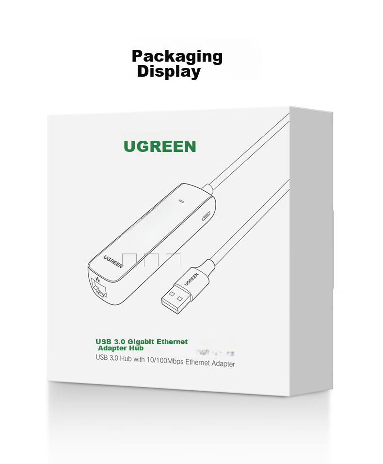 UGREEN USB 3.0 Hub, Gigabit Ethernet Adapter for Laptop, External Wired Network Card, Network Cable Converter, Expansion Device for Huawei Computers, HUB Expander, RJ45 Converter 18