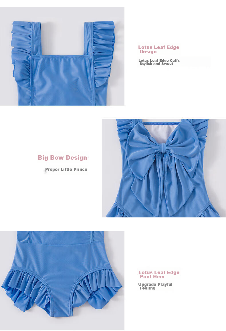 Yuke Children's And Infant Swimsuit, Toddler Quick-Dry One-Piece Swimwear Set with Bow Tie Design, Size 120 19