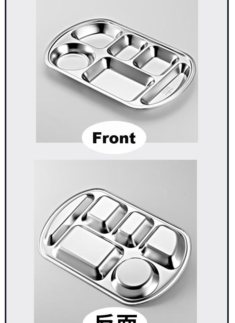 YUTAI 304 Stainless Steel Lunch Box with Five Compartments, Deep Divided Bento Box with Lid for Cafeteria S5G 6