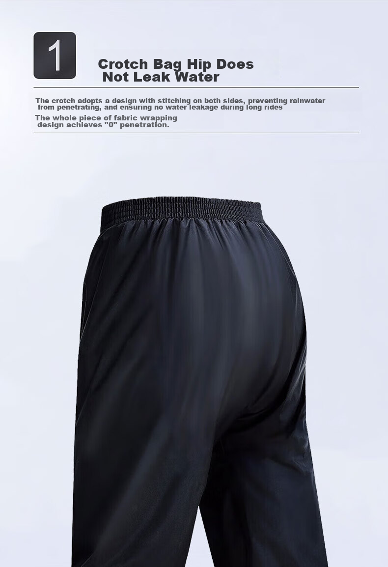 BWNK Waterproof Rain Pants for Men, Half-Body Heavy-Duty Breathable Wear-Resistant Adult Raincoat, Black One Size Fits All, 1 Piece 3