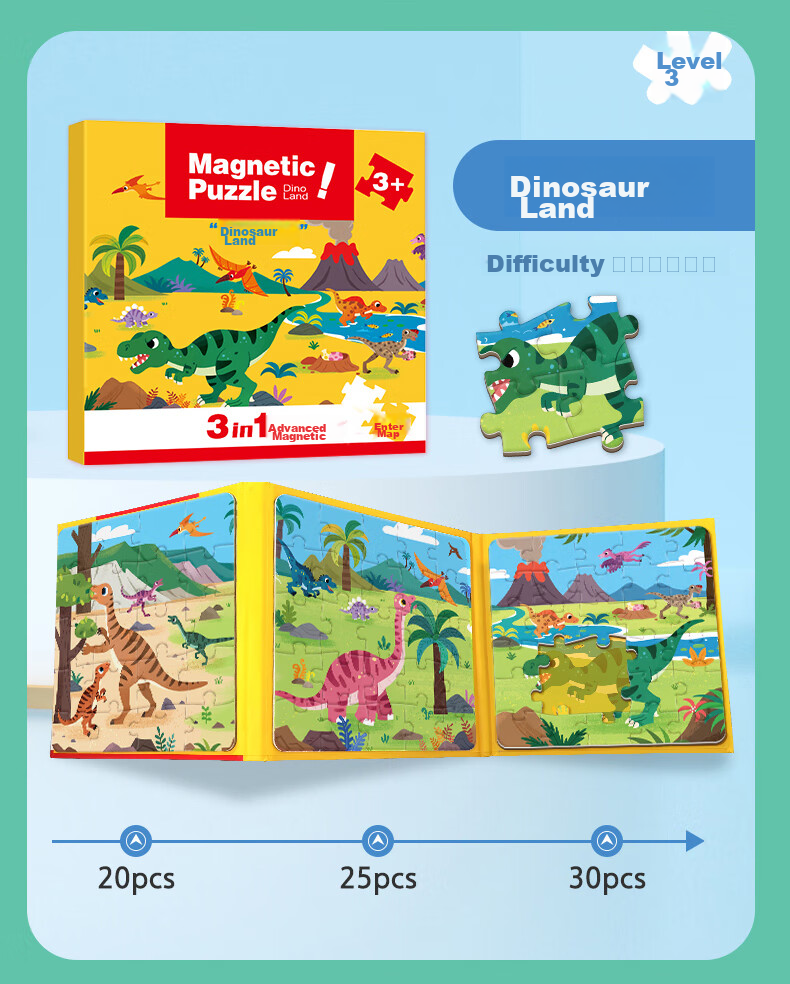 Dayanxiaowa Children's Magnetic Puzzle, for Ages 3-6, Baby Magnetic Puzzle for Ages 2-4, Early Education Toy, Educational Gift for Boys And Girls, Car-Themed Toy 3