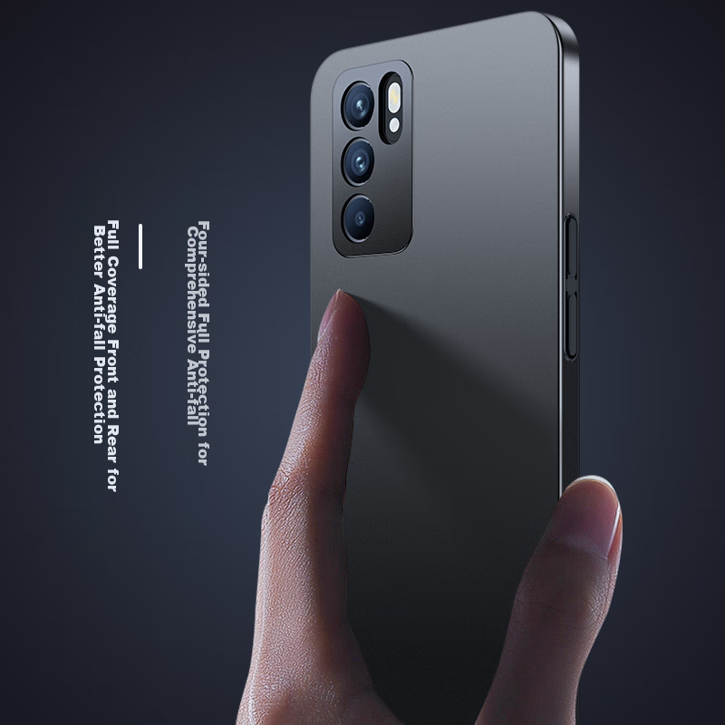Чехол BIAZE для OPPO Reno6, ультратонкий, с рассеиванием тепла, полная защита, противоскользящий, матовый, приятный для кожи, твердый корпус, устойчивый к пятнам, антиотпечатки пальцев, простой дизайн для мужчин и женщин JK52-черный