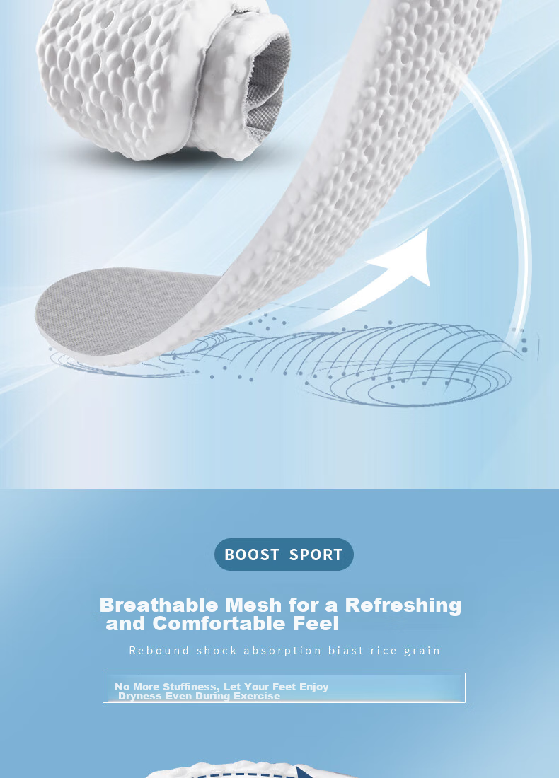 RENBEN 2 Pairs Sports Insoles for Men, Soft Elastic Shock-Absorbing Sweat-Absorbing Breathable Running Antibacterial Odor-Resistant 6019 Black Size 41-42 6