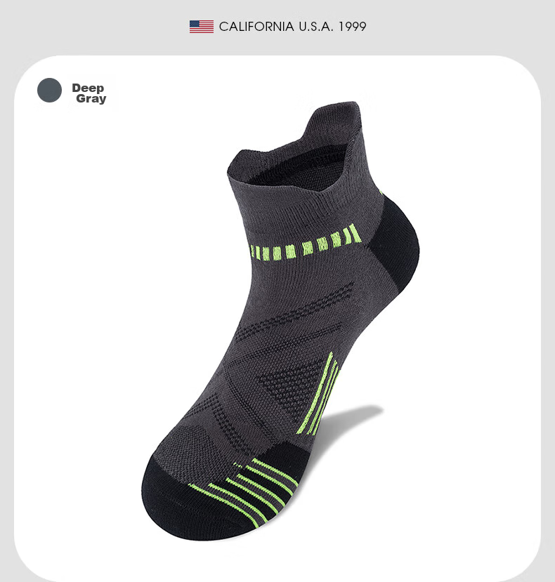 TFO Competition-Grade Outdoor Socks, Comfortable Breathable Running Socks Low-Top Hiking Socks 2202412 Men's Dark Gray 12