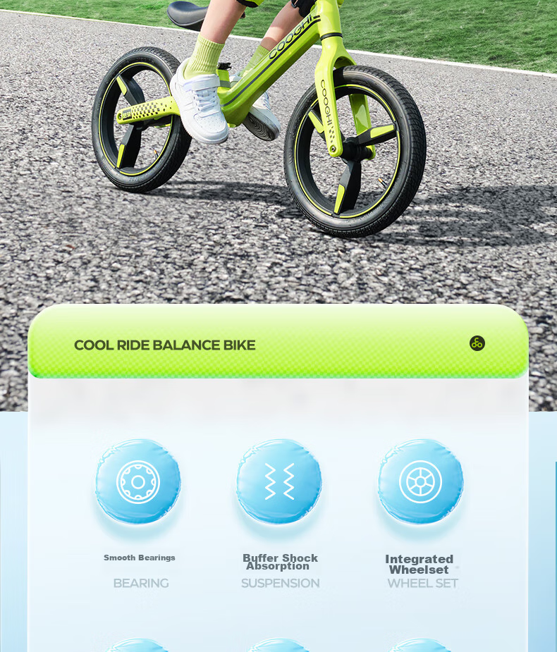 COOGHI Children's Balance Bike for Ages 3-8, Toddler Scooter, 14-Inch Lightweight Frame, Big Kids' Leisure Inflatable Wheel S4 Kuqi 7