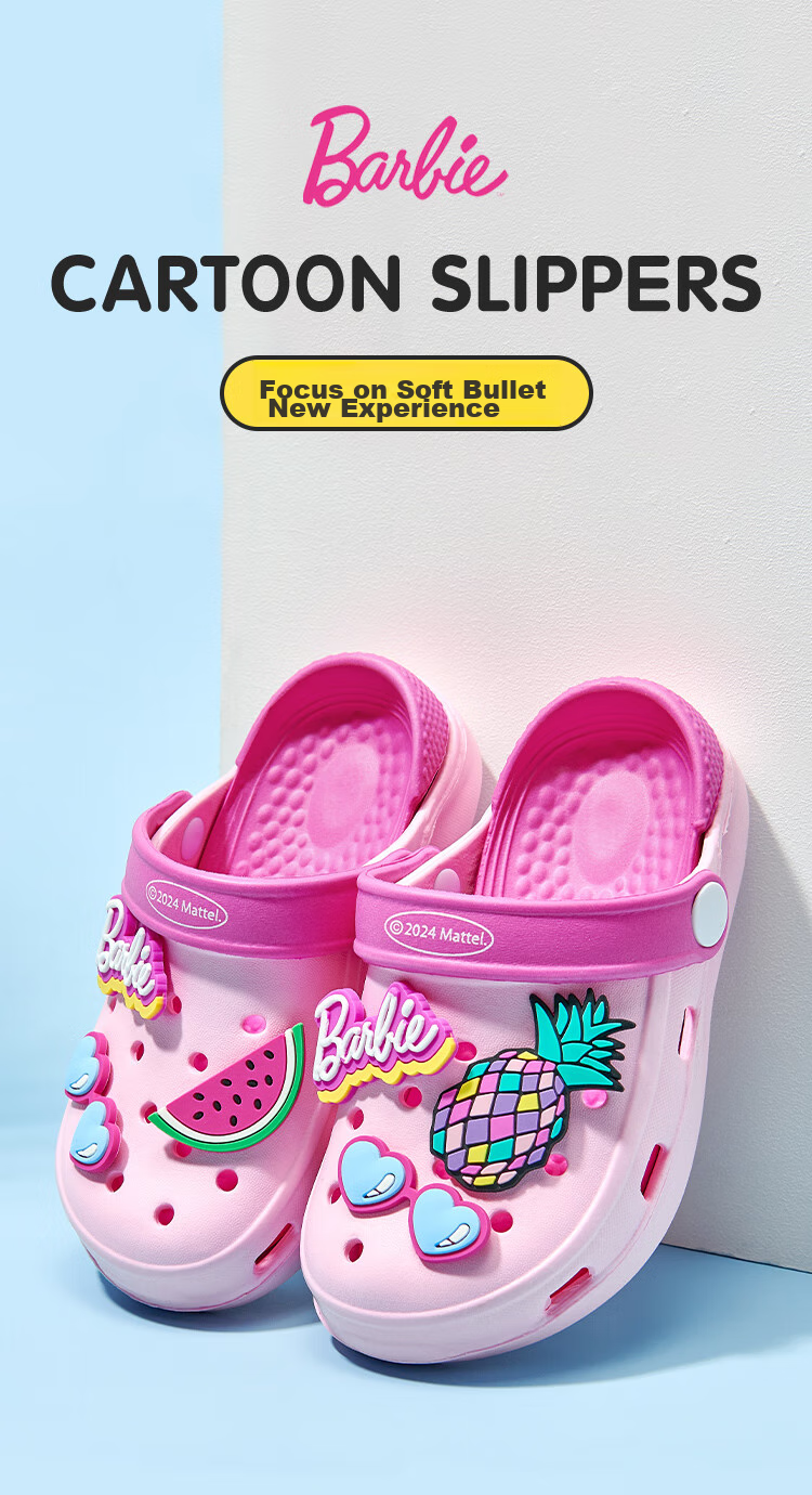 Barbie Children's Sandals, Summer Kids' Clogs, Girls' Beach Sandals, Girls' Slippers, BB240010, Pink/purple, Size 180 1