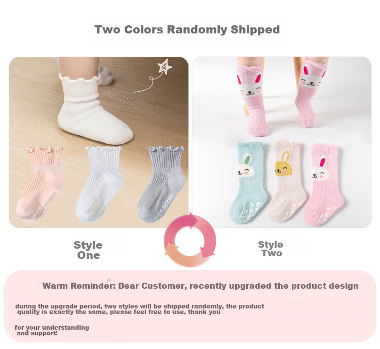 9I9 Baby Socks, Spring Autumn Winter Mid-Calf Socks, Non-Slip Newborn Children's Floor Socks, Loose Top, 3 Pairs, 0-1 Year Old, A371 3