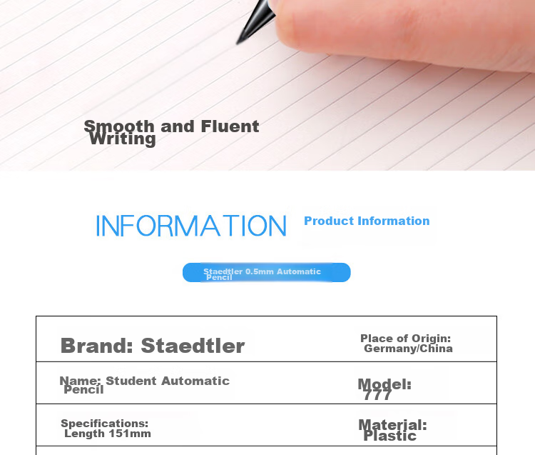 STAEDTLER Mechanical Pencil 0.5mm, Low Center of Gravity, Break-Resistant, Matte Barrel, for Students' Exams, Children, Office Use, Back-To Essential - Gray 77705-8 3