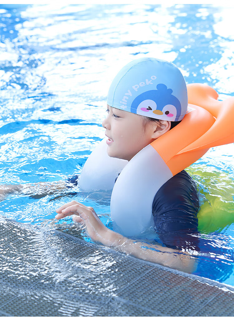 JD Original Children's Swim Cap, Soft Comfortable Cute Swimming Cap for Boys And Girls, Cartoon Print Fabric Cap, Fun Blue 14