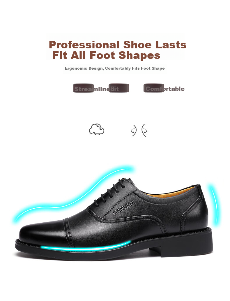 Qiangren Formal Shoes for Men, Jihua 3515 Quality Top-Grain Leather Business Dress Shoes, Slip-On Three-Joint Sandal Leather Shoes, Black, Size 43 8