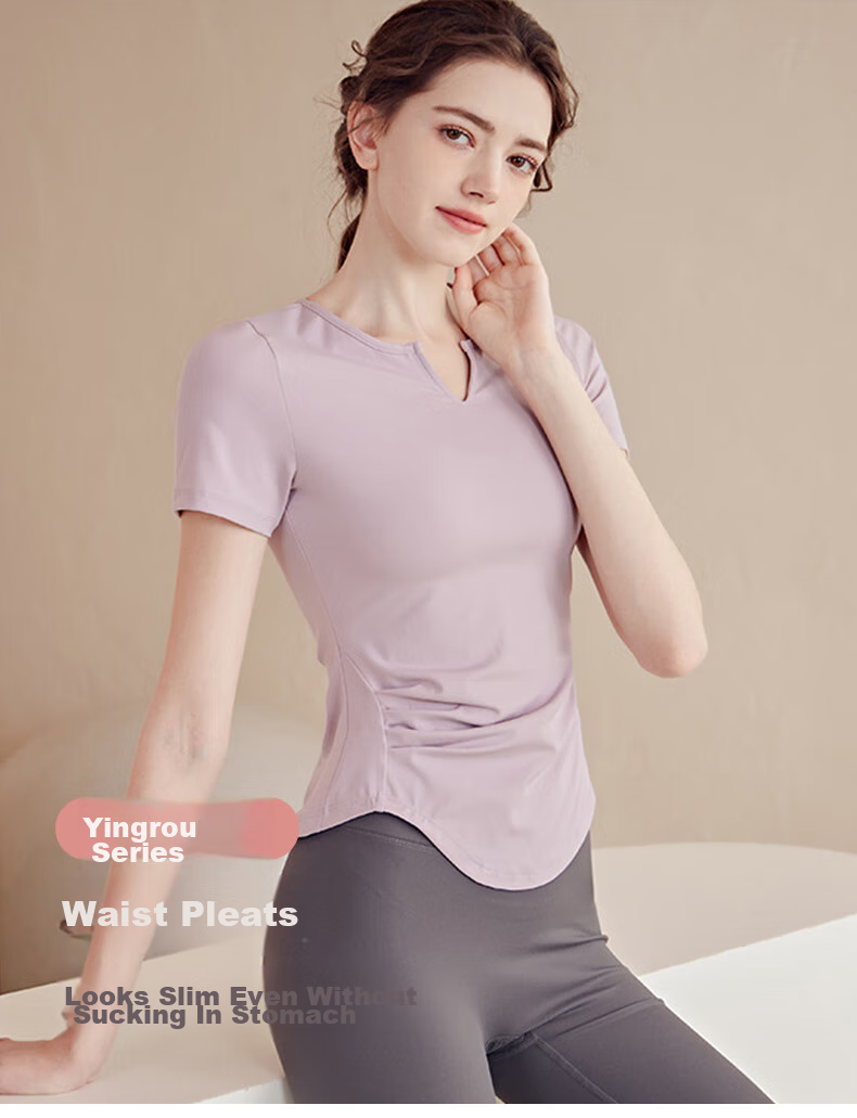 XUEXIMAN Yoga Wear Women's Top, Sports Slim-Fit Short-Sleeve T-Shirt, Running Quick-Dry Pilates Training Fitness Top 1