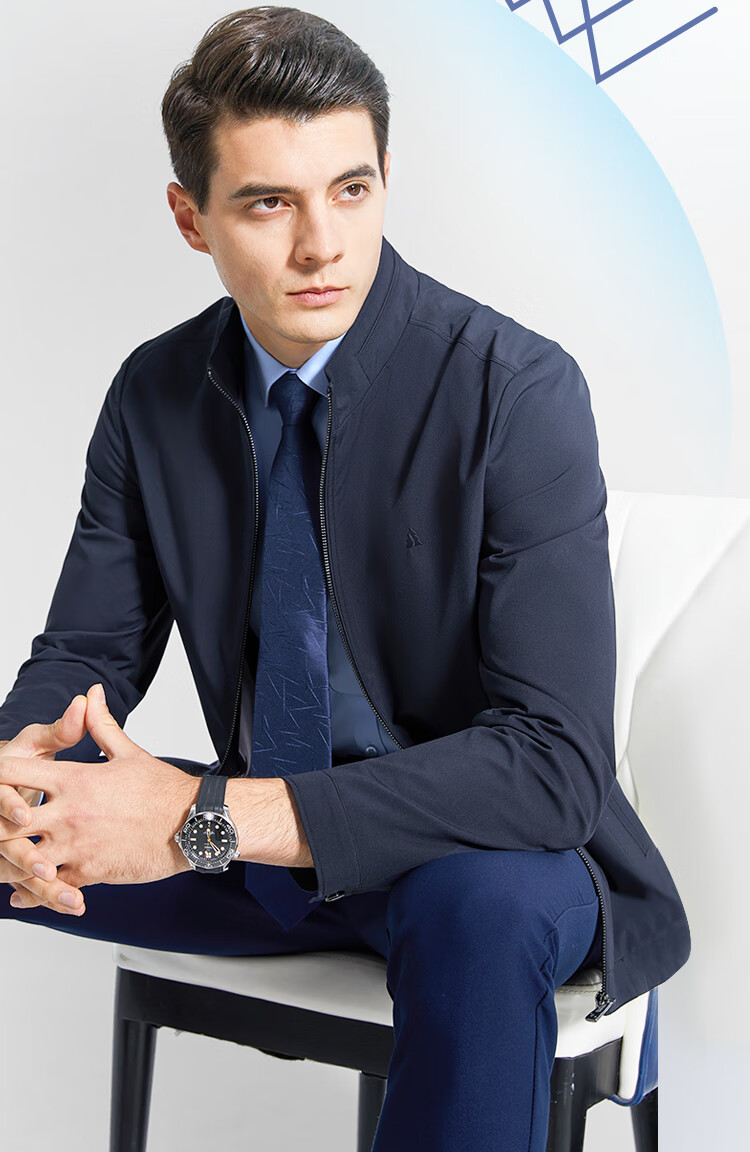 FIRS [Tie-Knit Stand Collar] Jacket for Men, 2026 Spring And Autumn New Business Casual Commute Stand Collar Comfortable Menswear 3