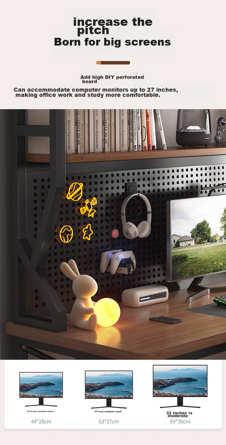 Quanpinwu Computer Desk with Storage, Gaming Desk, Study Table, Organizer Shelf, Pegboard Combination All-In Office Desk 11