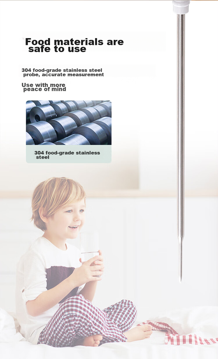 Deli Probe Thermometer Baby Milk Thermometer Kitchen Oil Thermometer with Protective Sleeve And Battery 8897 4