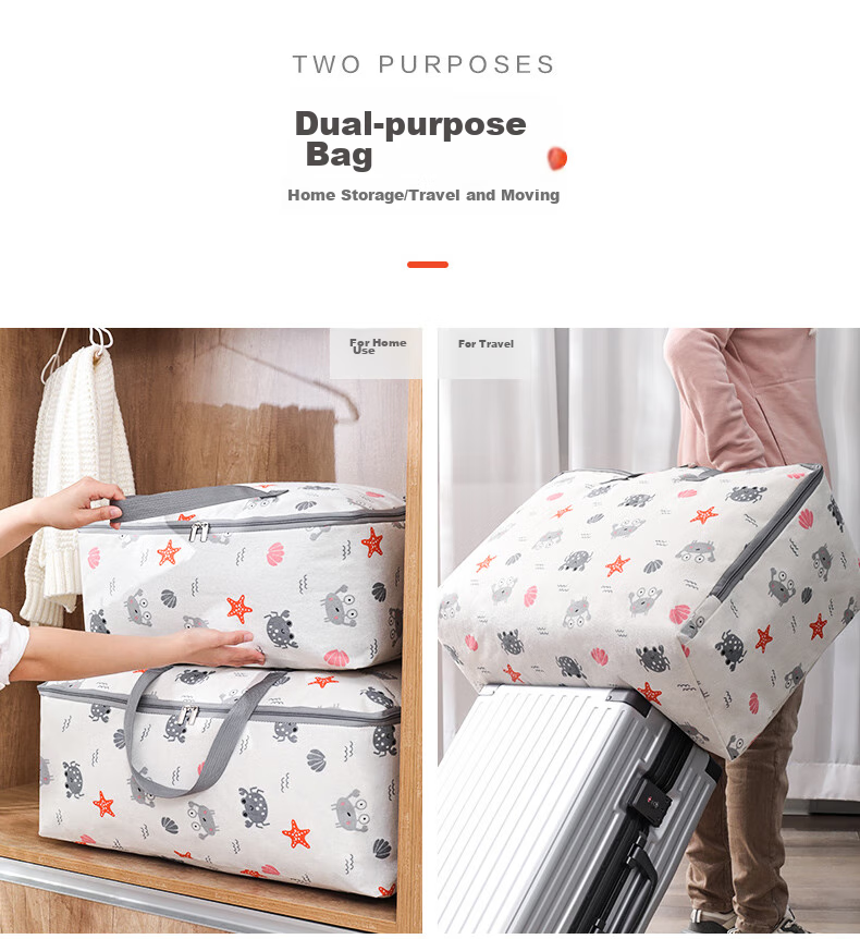 Baicaoyuan Cotton Quilt Storage Bag, Clothes Moving Packing Bag, Woven Bag, Kindergarten Storage Bag, Luggage Bag, 105L, 1 Piece 3