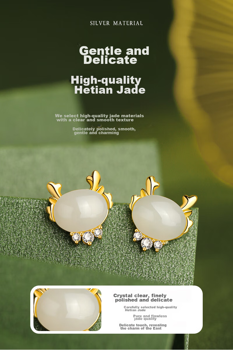 MANHE S925 Silver And Hetian Jade Earrings for Women, Zodiac Year Dragon Year Birthday Gift for Wife Or Girlfriend 19