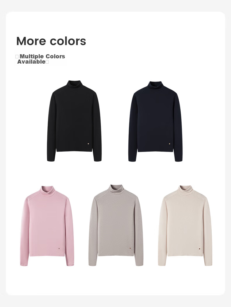 Navigare Women's Turtleneck Slim-Fit Base Layer, High-Elastic Solid Color Long-Sleeve Top 2335084501 17