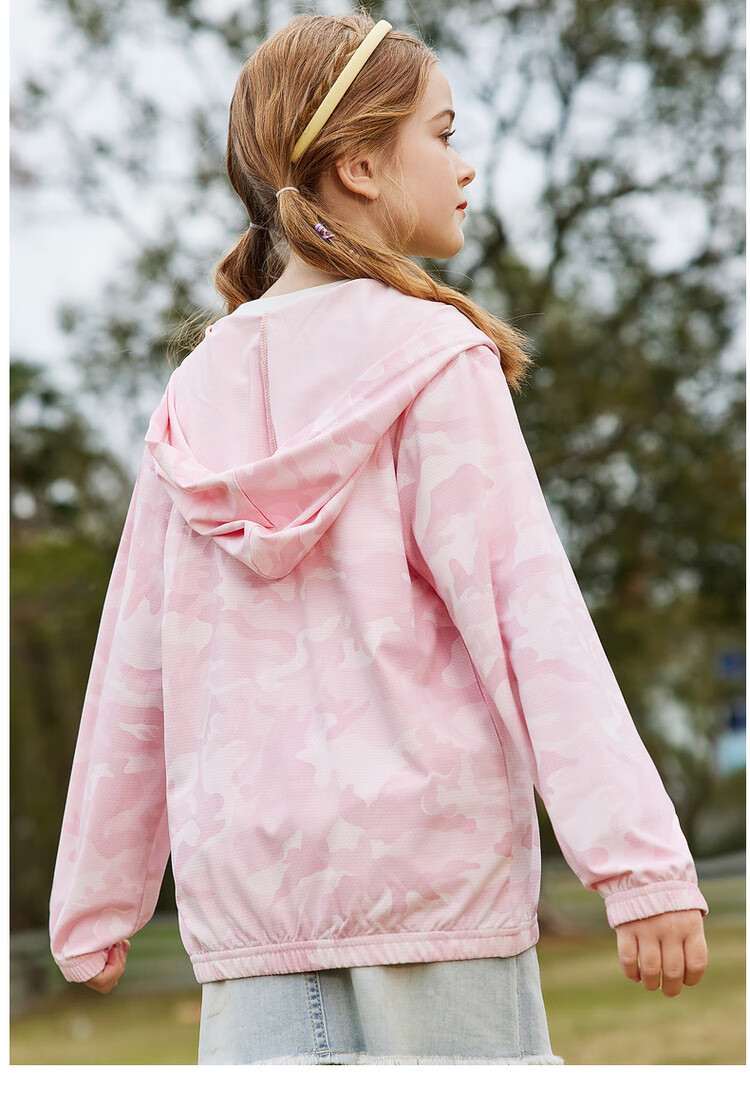 ASK JUNIOR Children's Outerwear, Lightweight Summer Jacket for Girls, Thin Skin Coat with Hood, Air Conditioning Wear, Pink, Size 170 10