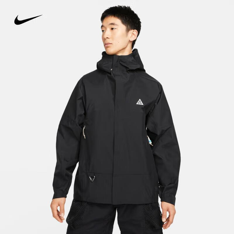 NIKE ACG Men's Hooded Jacket, Windproof And Water-Resistant, Outdoor Sports Windbreaker DV9416-010 Black L